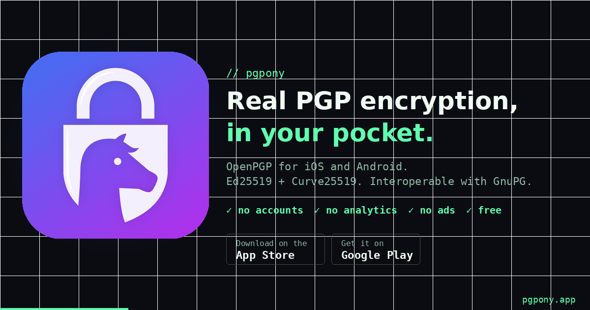PGPony — Real PGP encryption, in your pocket